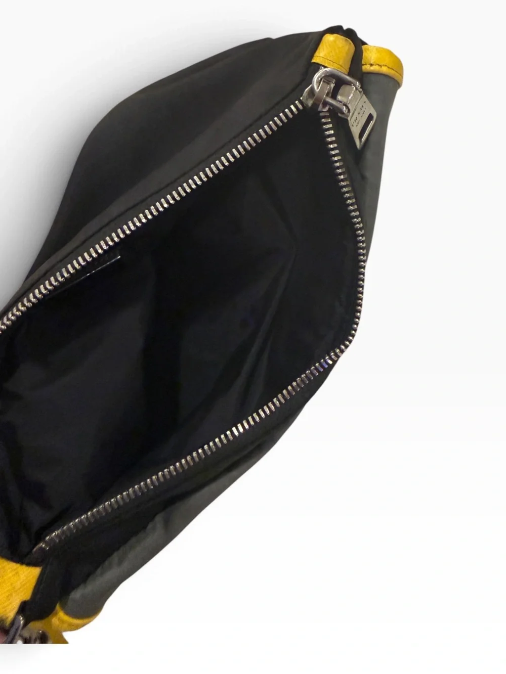 Prada Tessuto Nylon Saffiano Leather Trim Triangle Logo Large Clutch Bag